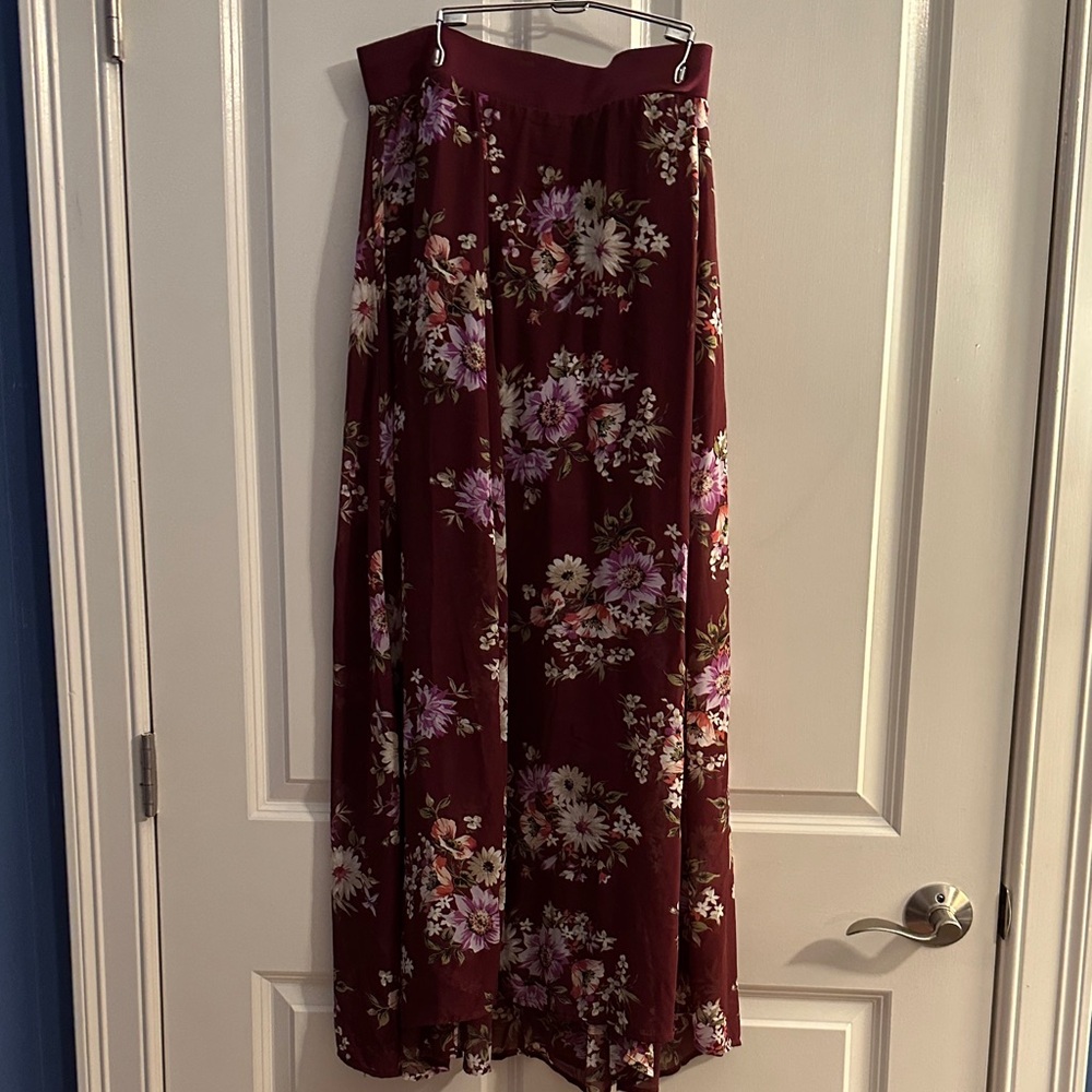 Torrid Burgundy Floral A-Line Skort